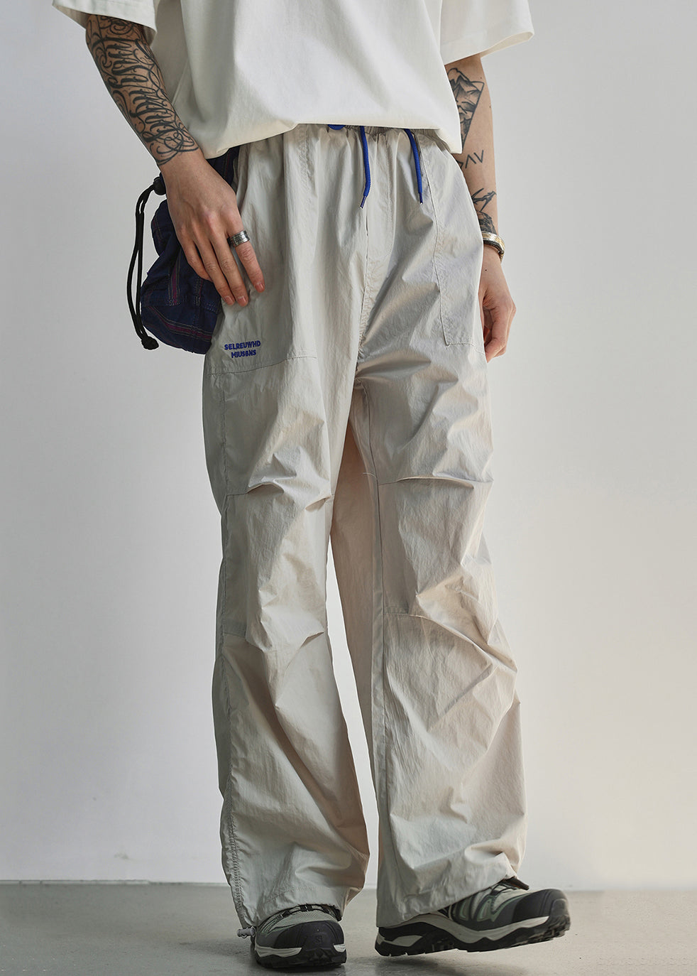 Baumwolle Taille Taschen Sommer Elastische Grau Herren Leichte Hose
