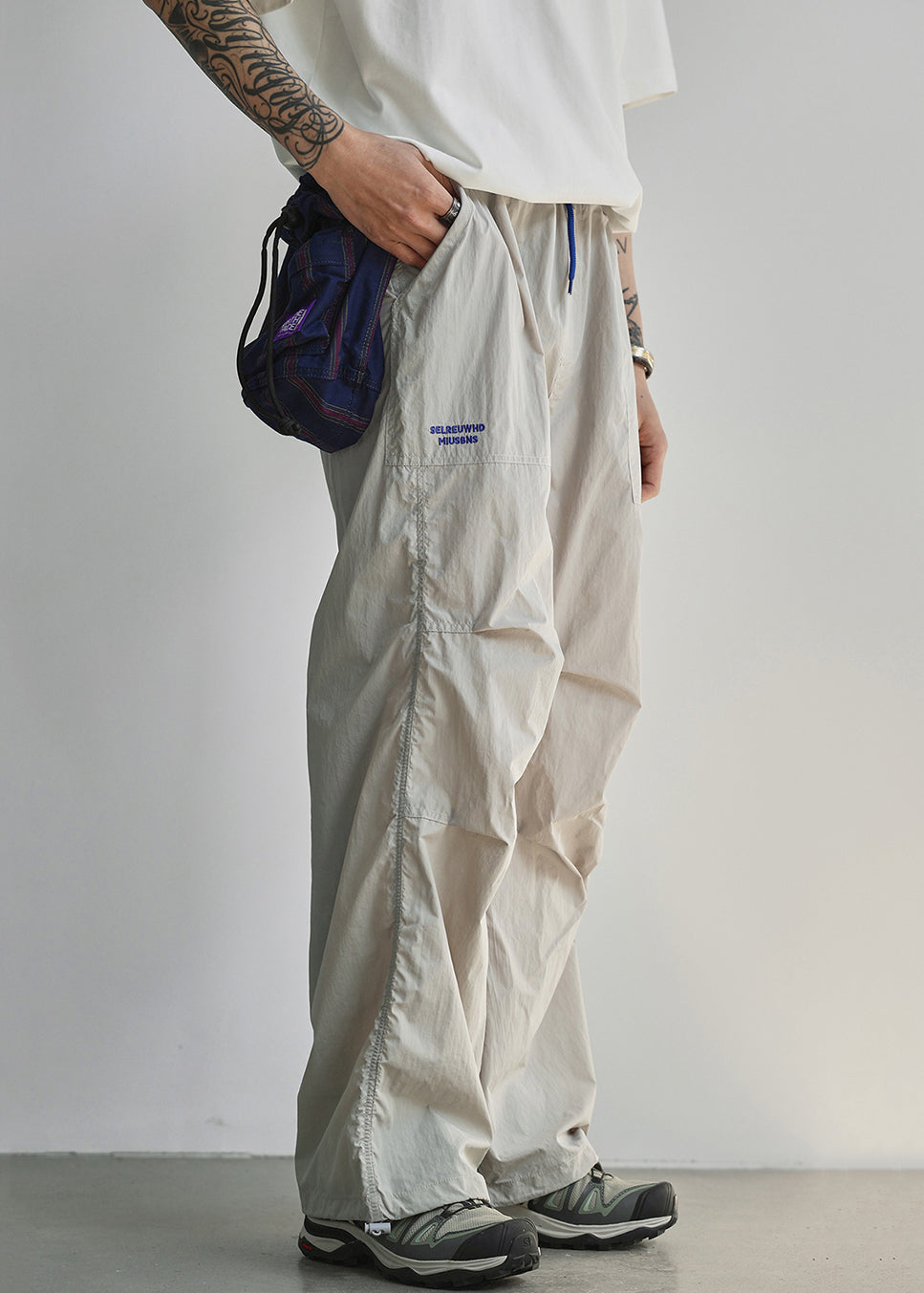 Baumwolle Taille Taschen Sommer Elastische Grau Herren Leichte Hose