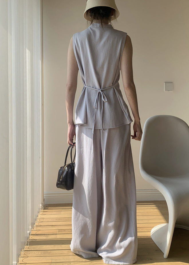 Lace V Cotton Two Solid Neck Set Purple Piece Up Light Summer