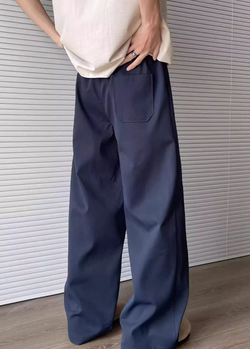 Pantalon ample en coton avec cordon de serrage et poches pour homme, brodé, abricot