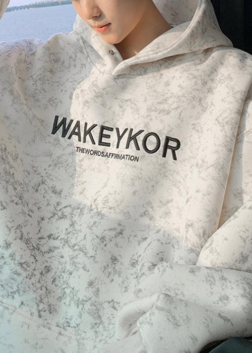 Lose Aprikose Kapuze Tie Dye Brief Warm Fleece Herren Sweatshirts Winter RP050