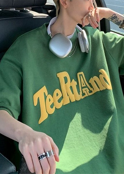 Lose OT Schwarz Baumwolle Hals Solide Hemd Brief Männer Halbe