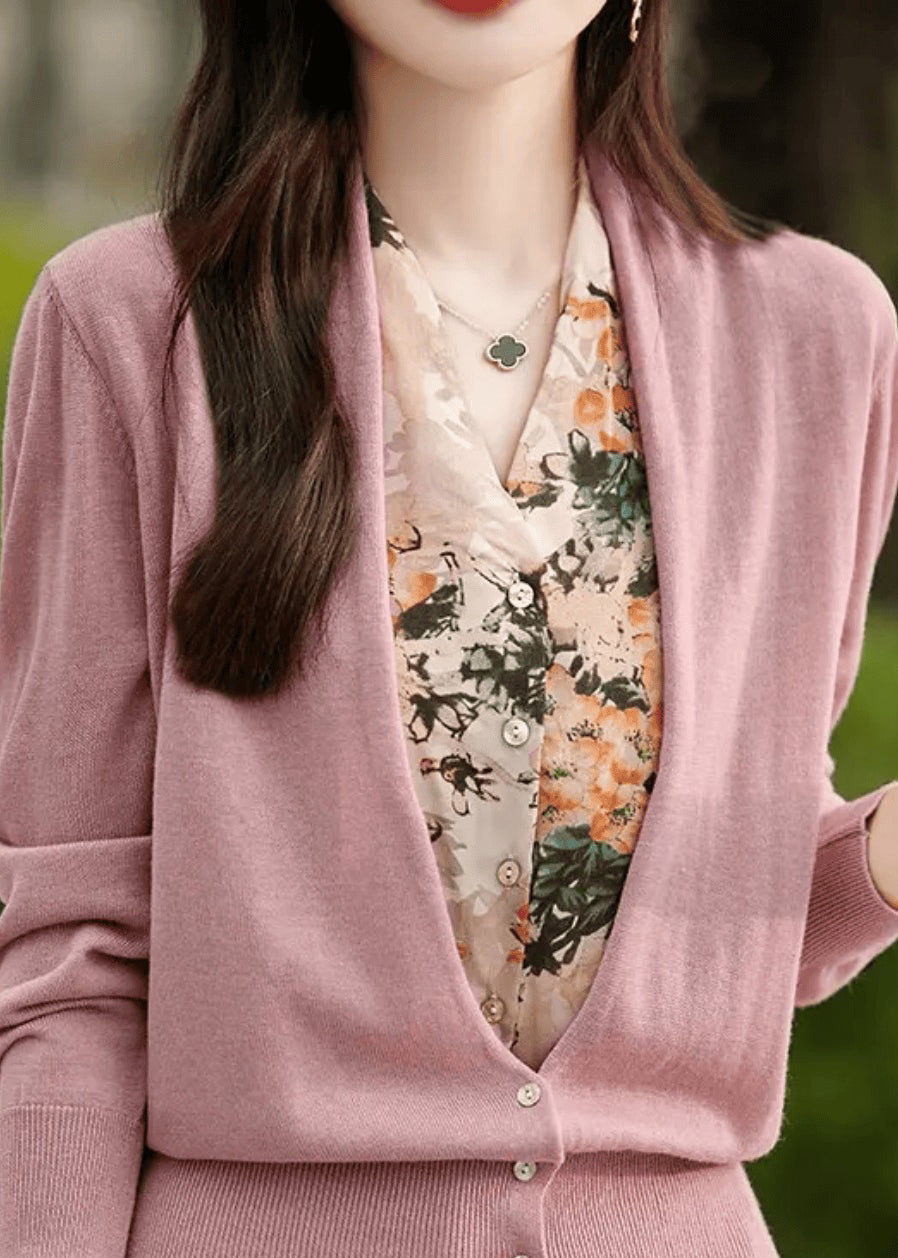 Lose Kaffee Taste Falsche Zwei Stücke Patchwork Stricken Pullover Frühling TF014