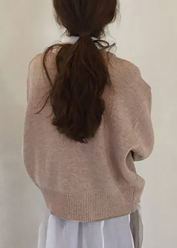 Button Coat Knit Asymmetrical Solid Green Loose Spring