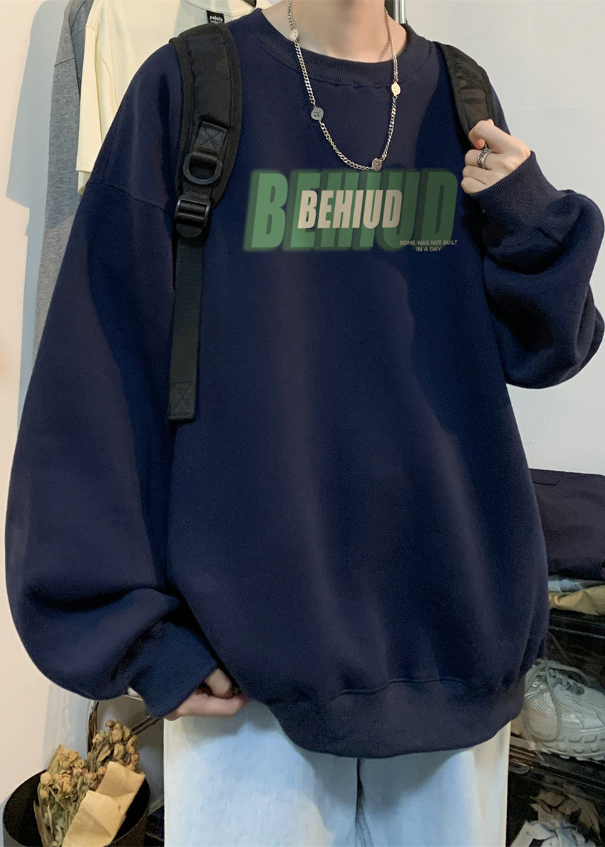 Lose Grün O Neck Print Baumwolle Männer Streetwear Herbst RP066