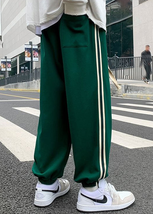 Lockere Baumwollhose mit grünem Aufdruck und elastischer Taille für Herren im Herbst WA056