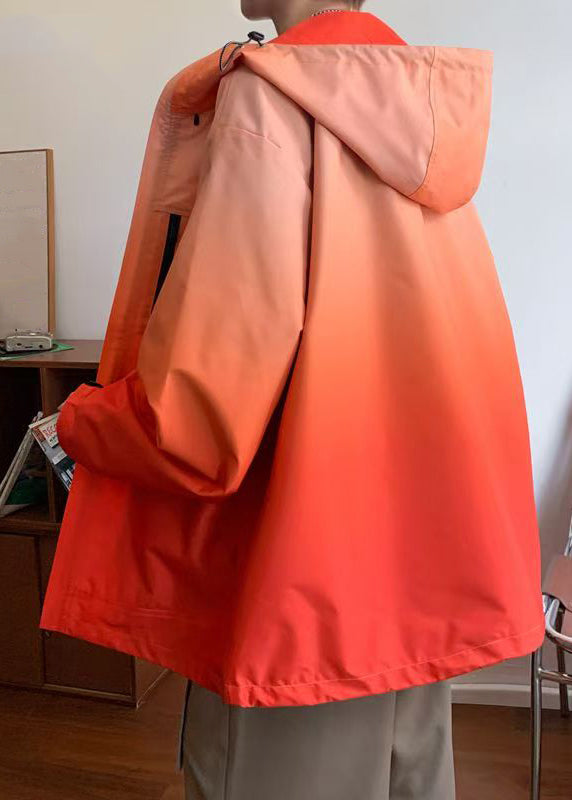 Gradienten Mäntel Reißverschluss Baumwolle Farbe Lose Kapuze Grau Herren