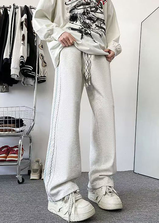 Lose graue Taschen elastische Taille Baumwolle Herren Hose Herbst WA053