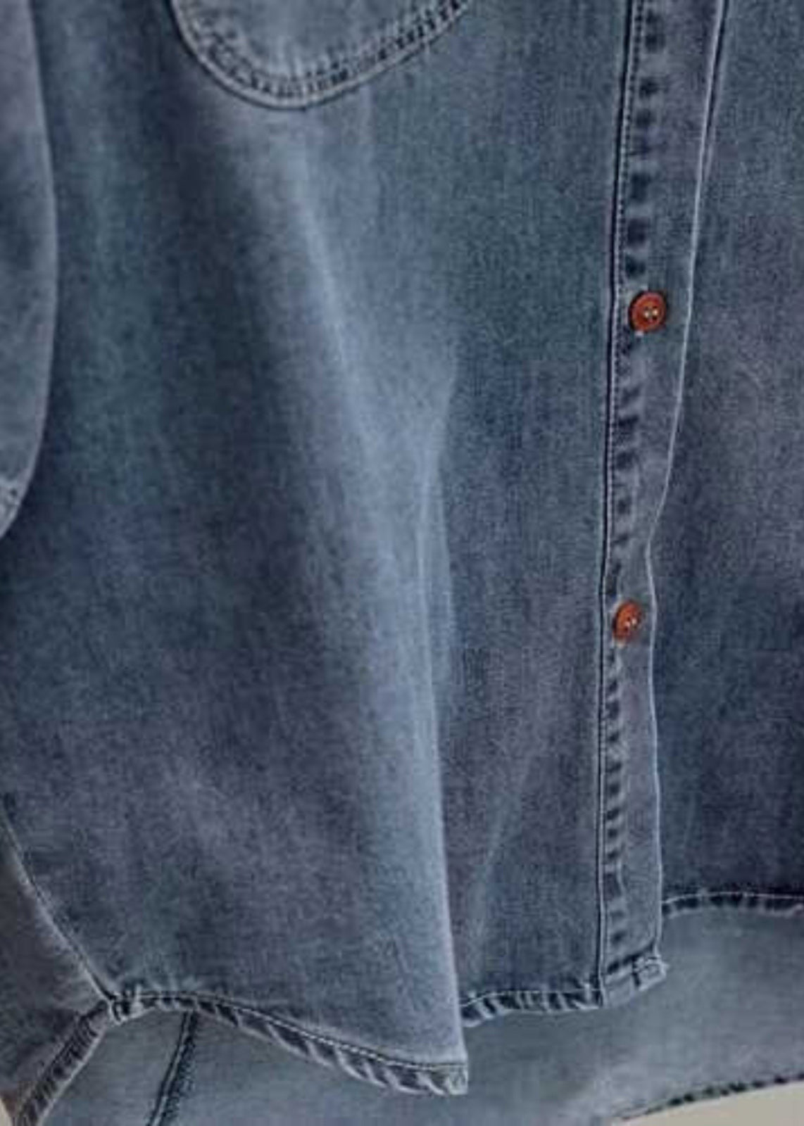 Lockeres Hellgraues Peter Pan Kragen Patchwork Low High Design Jeanshemd Sommer VB1080