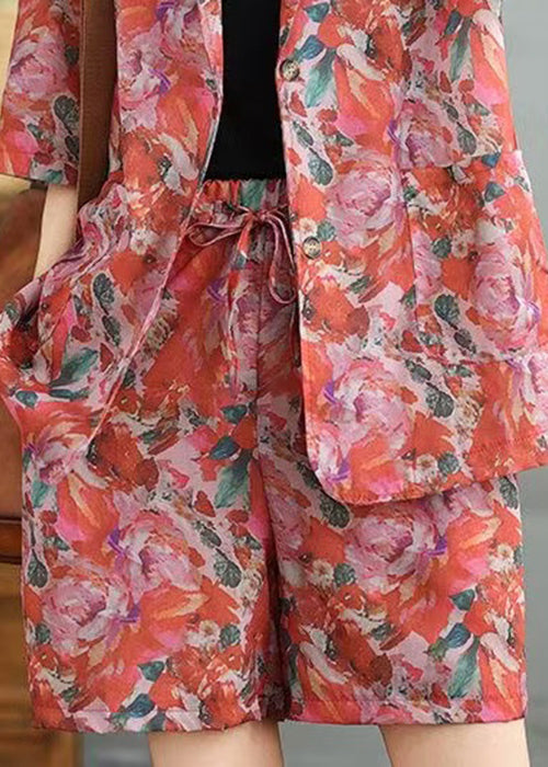 Col ample en coton Pan Pieces imprimé short deux et manteau Peter