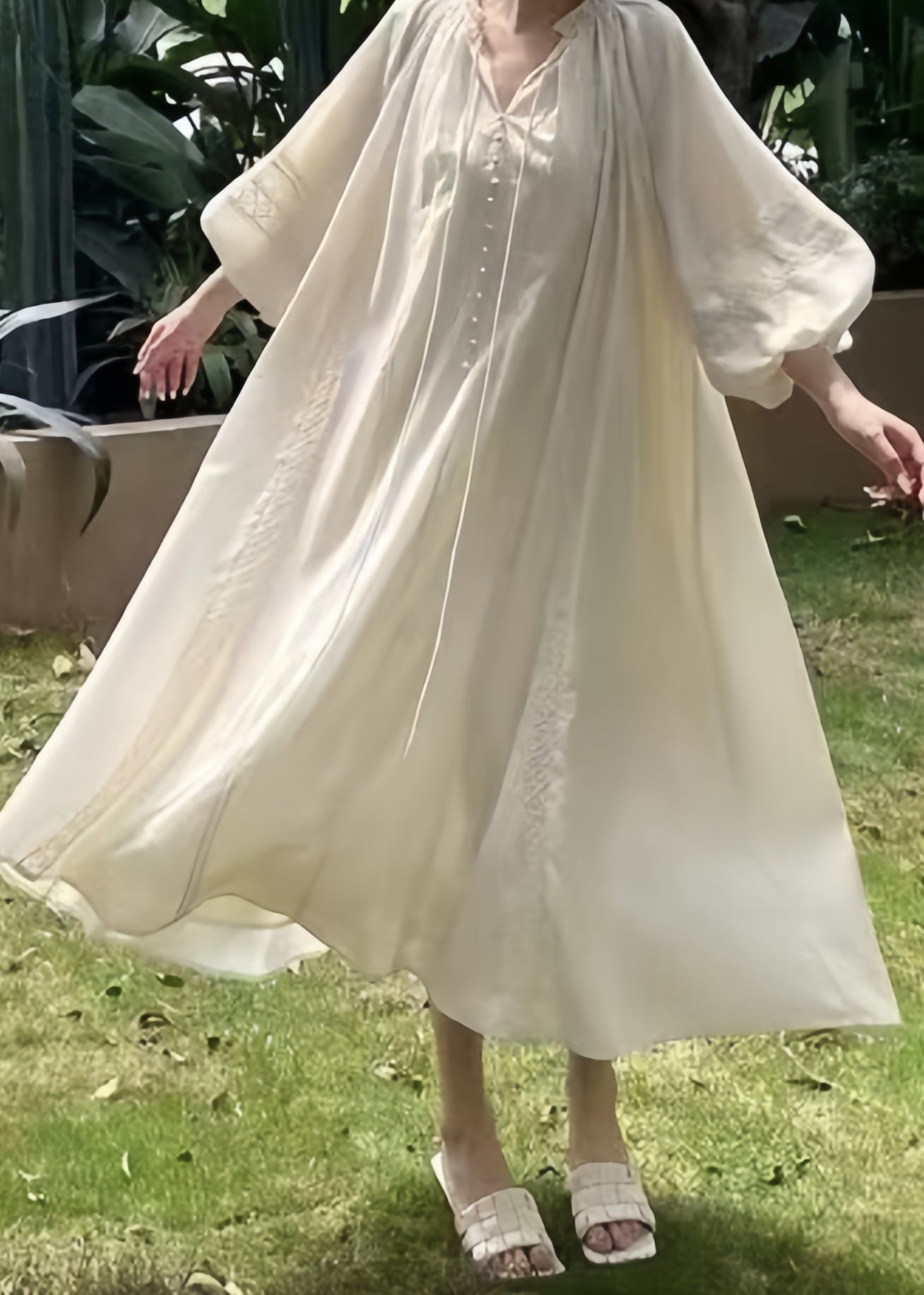 Lose Spitze Laterne Rosa Rüschen Kleid Langarm Baumwolle Up