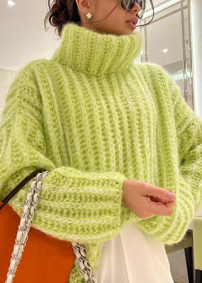 Lose Rosa Rollkragen Solide Strick Pullover Frühling TF005