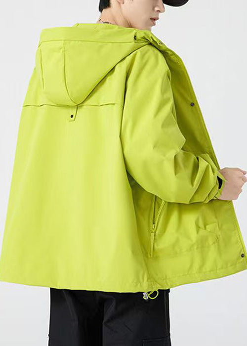 Mit Kapuze Lose Baumwolle Männer Kordelzug Taschen Lila Frühling Mantel