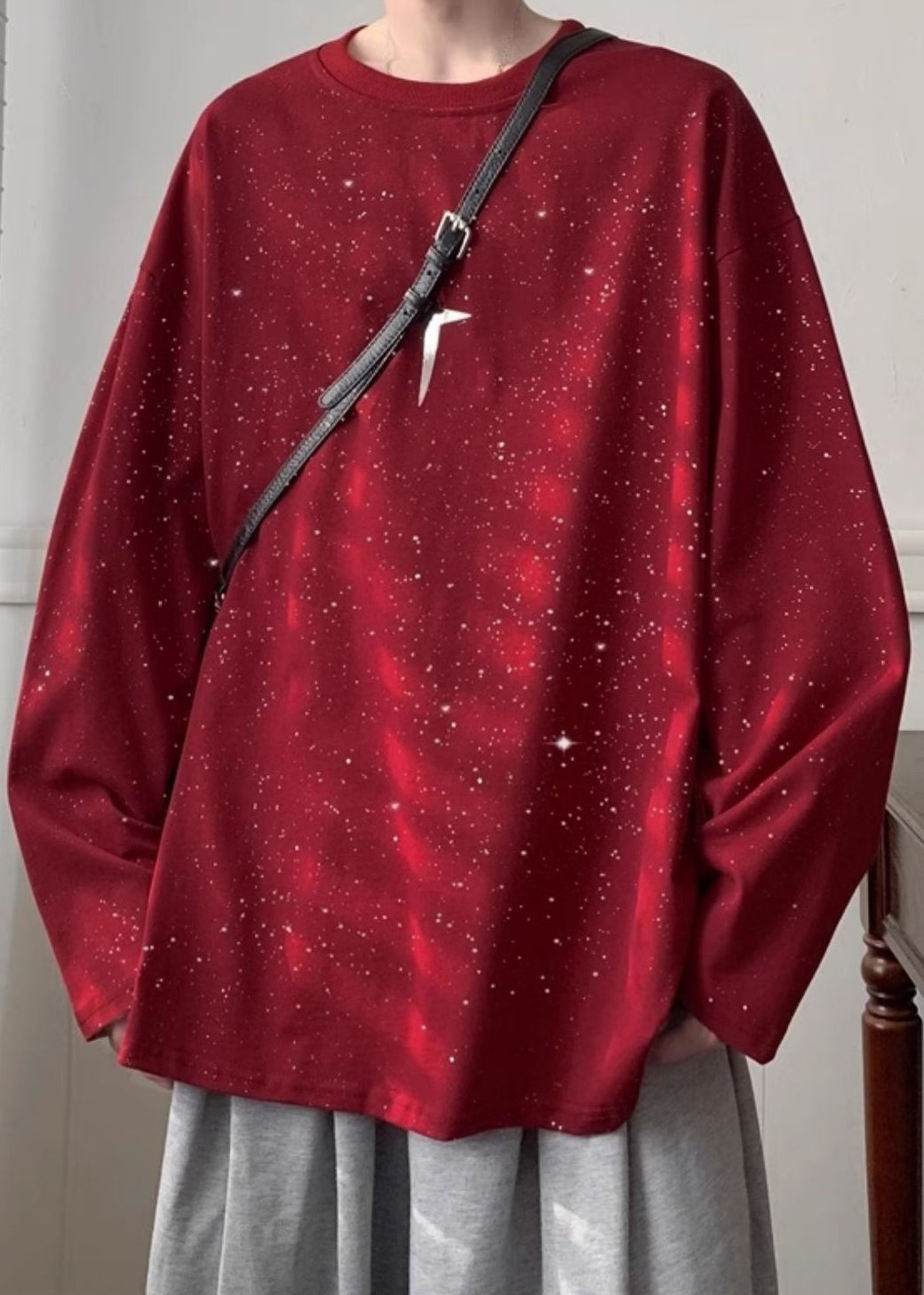 Chemises de printemps à vin, design ample, paillettes rouges, t-shirt en coton original pour hommes