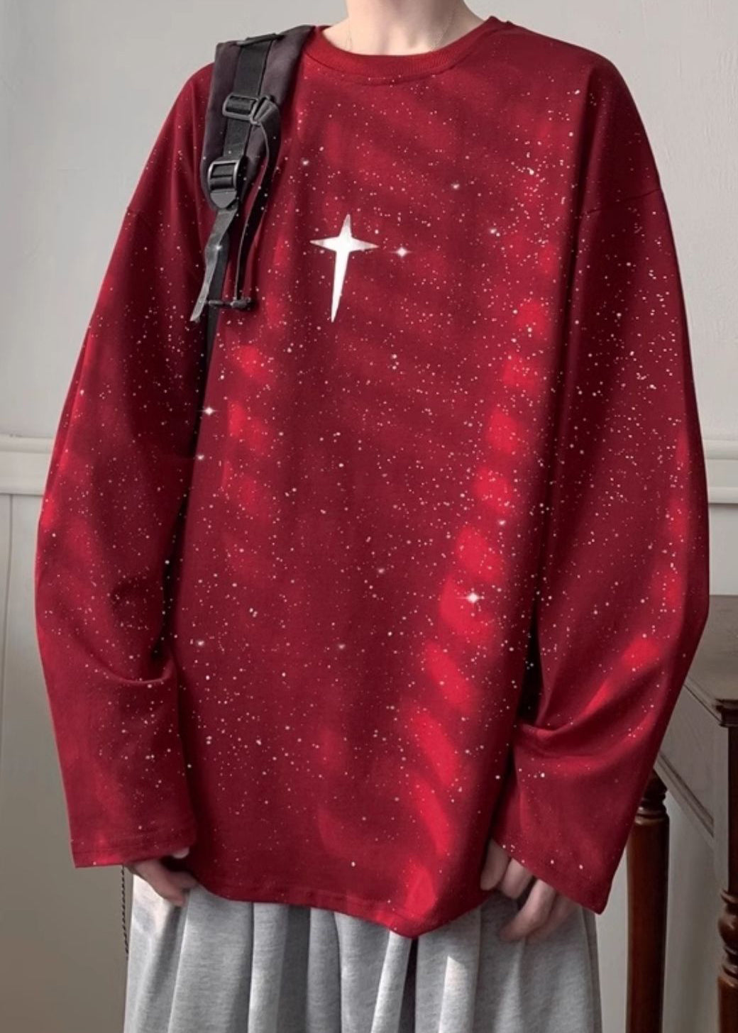 Chemises de printemps à vin, design ample, paillettes rouges, t-shirt en coton original pour hommes