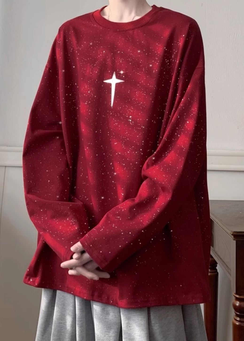 Chemises de printemps à vin, design ample, paillettes rouges, t-shirt en coton original pour hommes