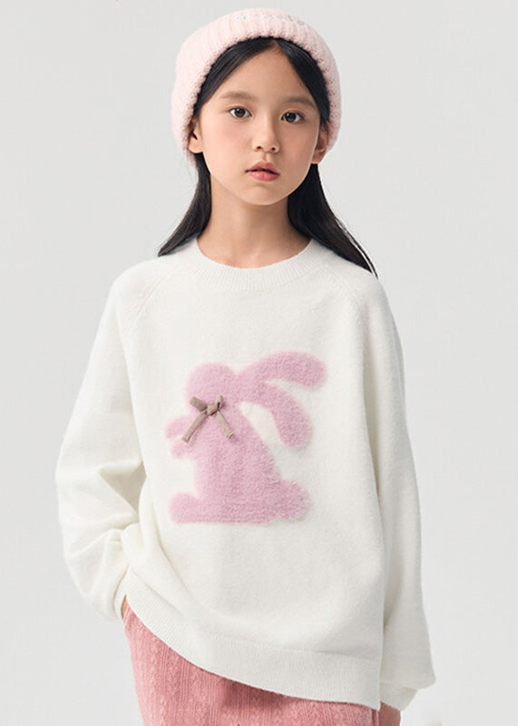 Schöner rosa Animal Print Baumwollstrickpullover für Mädchen, Frühling, TP033