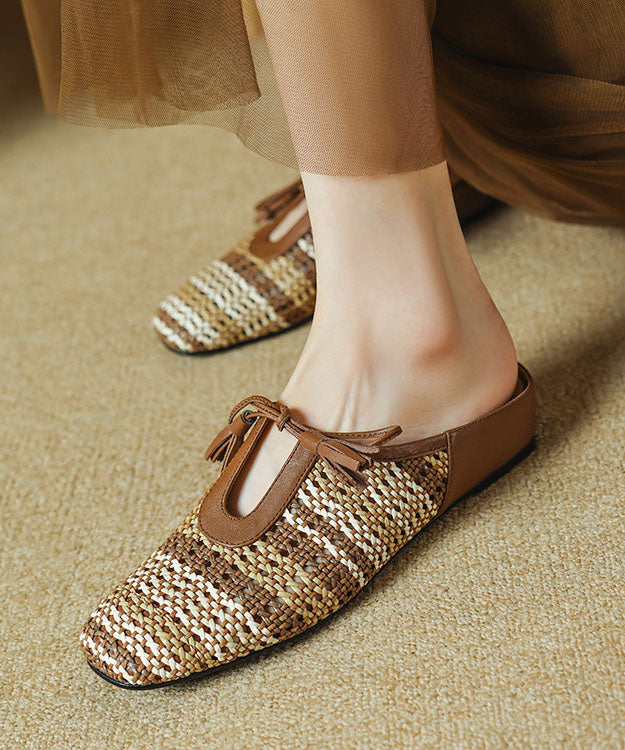 Minimally Casual Sandals Up Lace Splicing Breathable Beige Slide