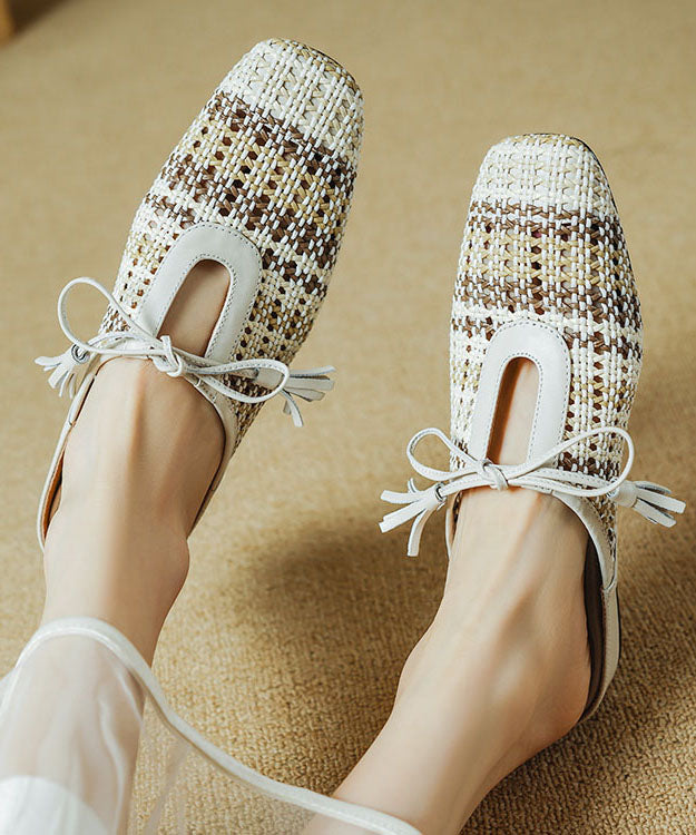 Minimally Casual Sandals Up Lace Splicing Breathable Beige Slide