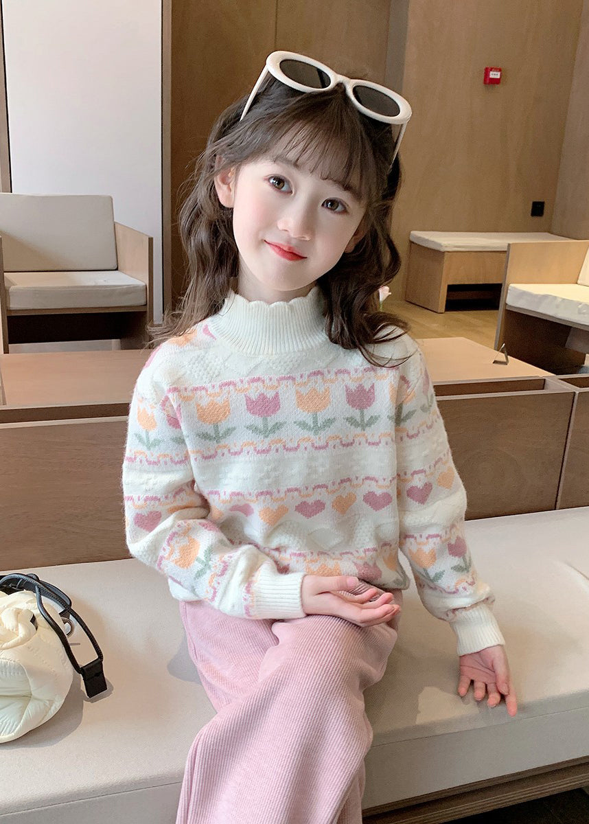 Pull patchwork en coton beige moderne à volants pour fille, printemps TP039