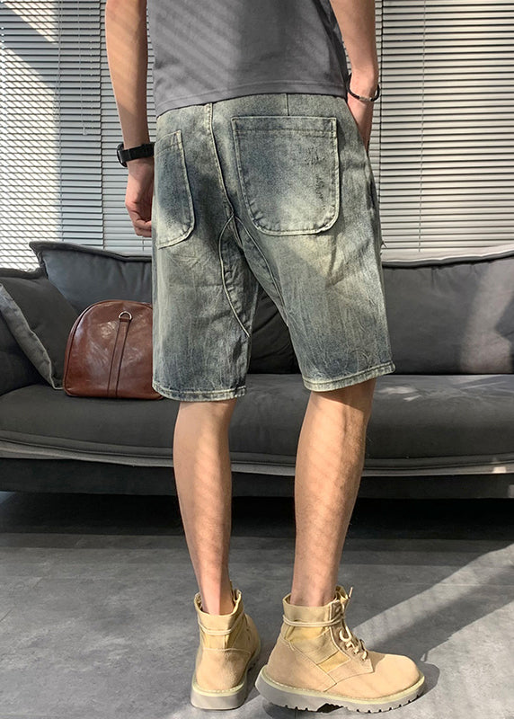 Moderne Blaue Lochtaschen Denim Herren Shorts Sommer YL016