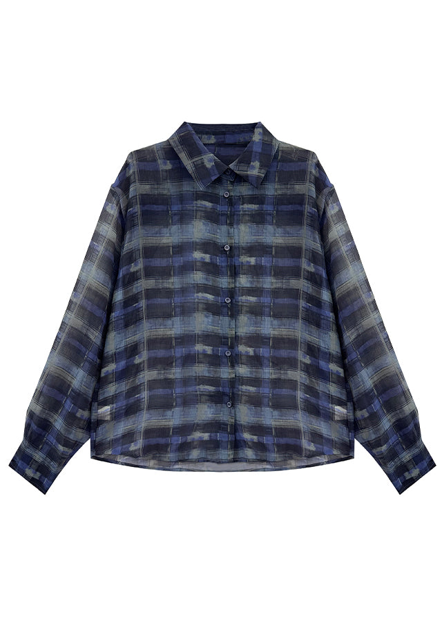Blue Piece Chiffon Two Modern Set Summer Oversized Outfits Plaid
