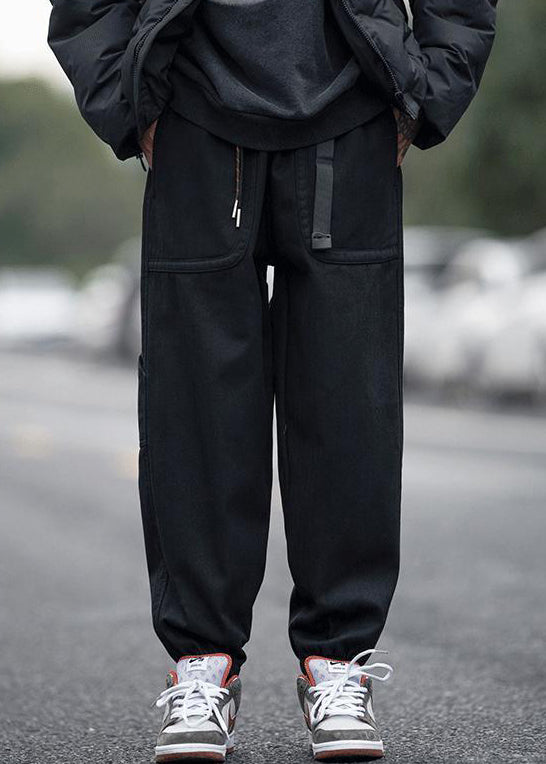 Pantalon à poches, taille élastique, pour homme, style moderne, couleur café