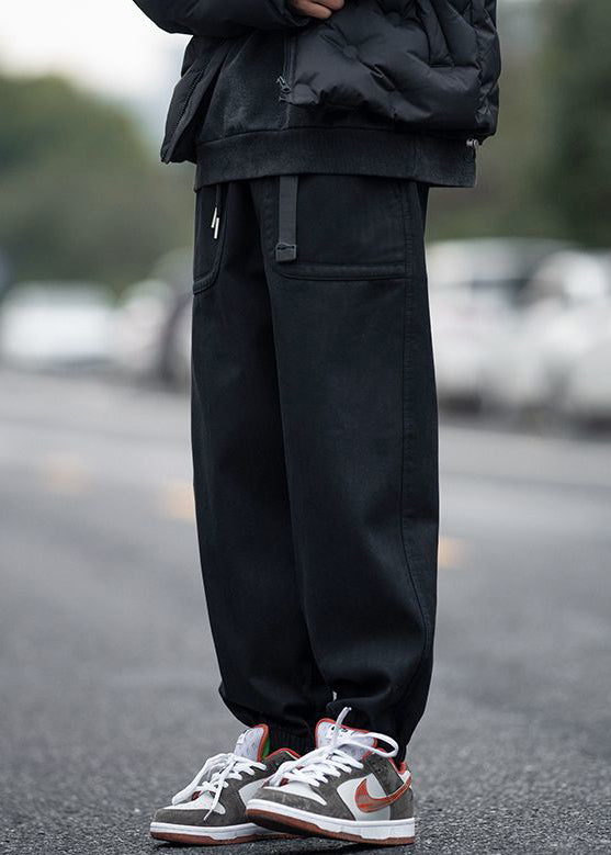 Pantalon à poches, taille élastique, pour homme, style moderne, couleur café