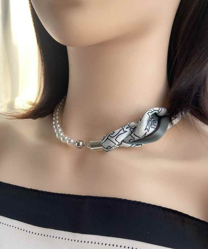 Écharpe à café moderne en acier inoxydable, imprimé patchwork de perles