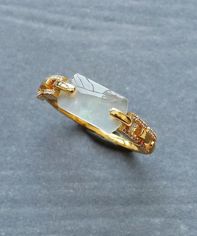 Moderne Cyan 18K Gold Chalcedon Ringe AC1035