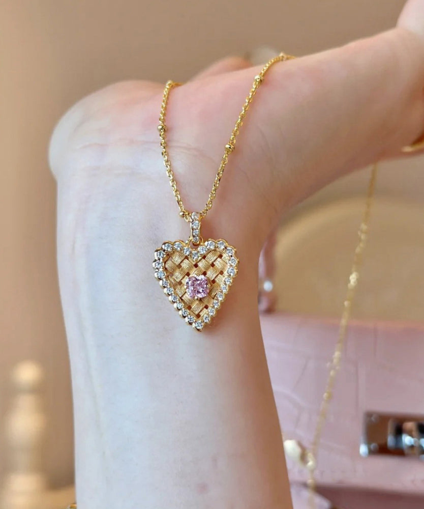 Moderne Gold Sterling Silber Overgild Zirkon Draht Zeichnung Liebe Ohr Von Weizen Anhänger Halskette QI074