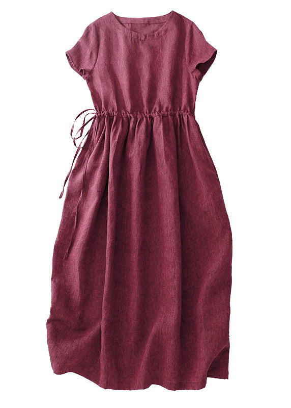 Langes, tailliertes Sommerkleid aus Leinen Modern Mulberry