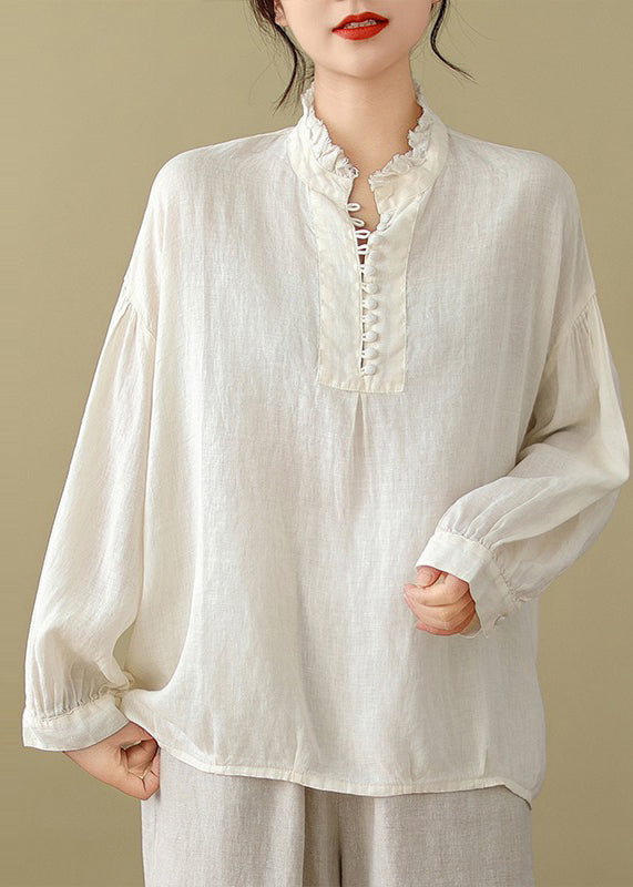 Haut surdimensionné en coton blanc moderne Printemps TM015