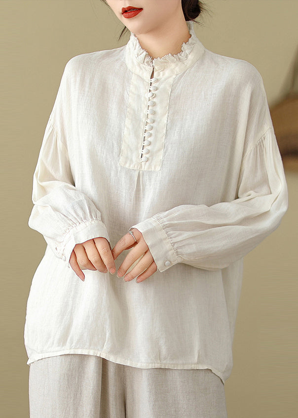 Haut surdimensionné en coton blanc moderne Printemps TM015