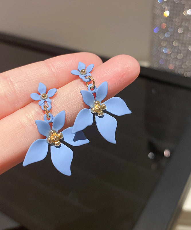 Moderne gelbe Ohrringe aus Sterlingsilber mit floralem Design YZ002