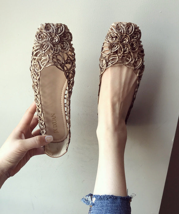 Walking Mulberry Out Sandals Leather Hollow Faux Art Splicing