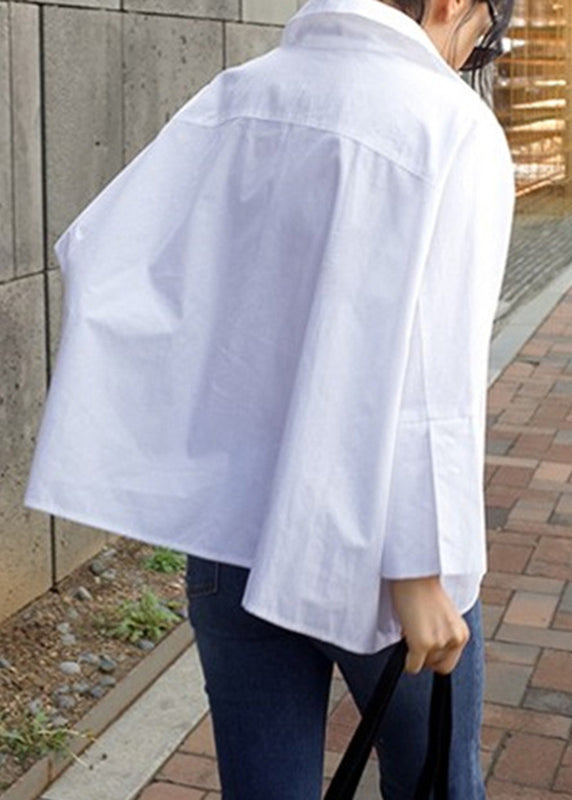 Chemises Peter Pan blanches à col uni et à motif naturel printanier