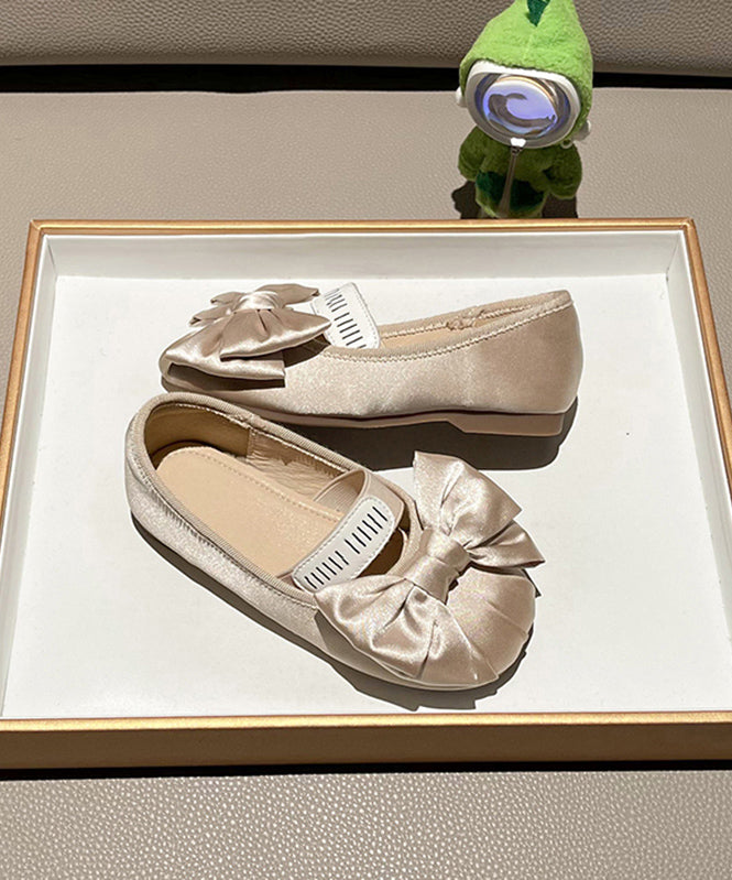 Chaussures plates pour filles avec nœud épissé, nouvelle collection abricot