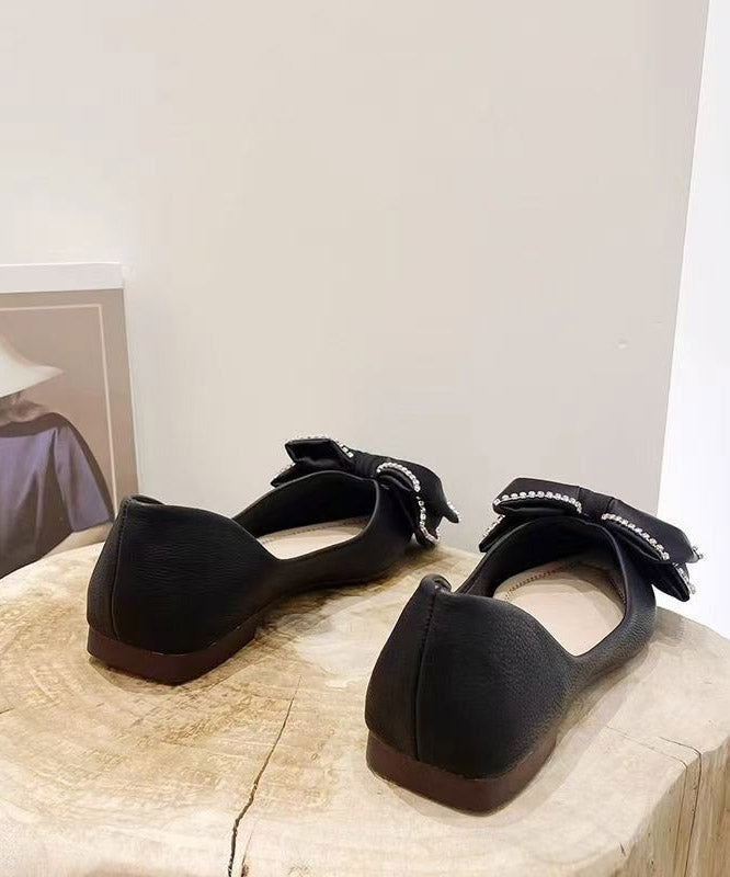 Nouvelles chaussures confortables plates noires avec nœud