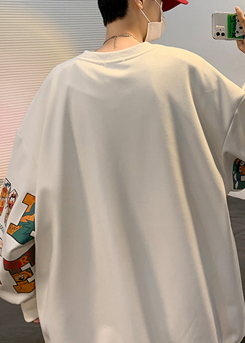 Sweat-shirt polaire chaud imprimé lettres noires pour homme, hiver RP068