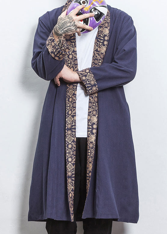 Parka noire à col en V et patchwork pour homme, nouvelle collection hiver RO022