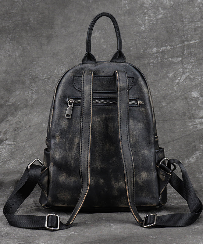 New Versatile Black Backpack Capacity Calf Bag Leather Large