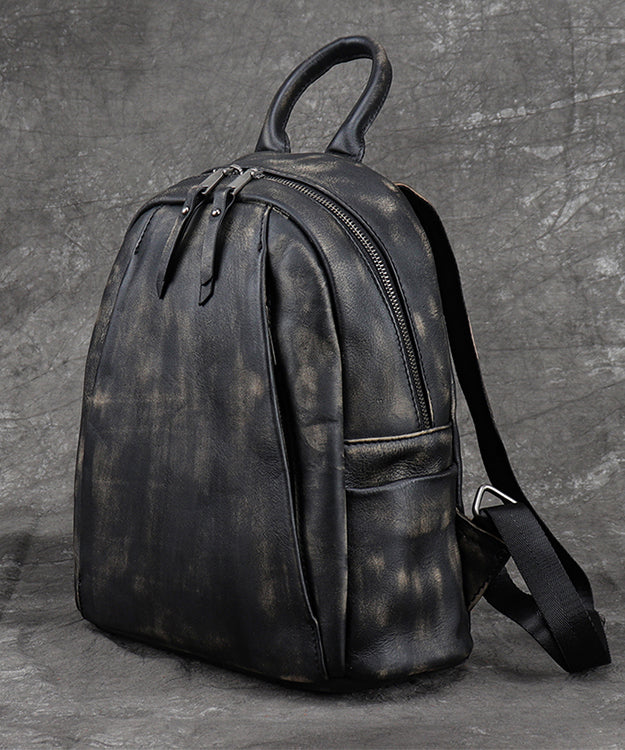 New Versatile Black Backpack Capacity Calf Bag Leather Large