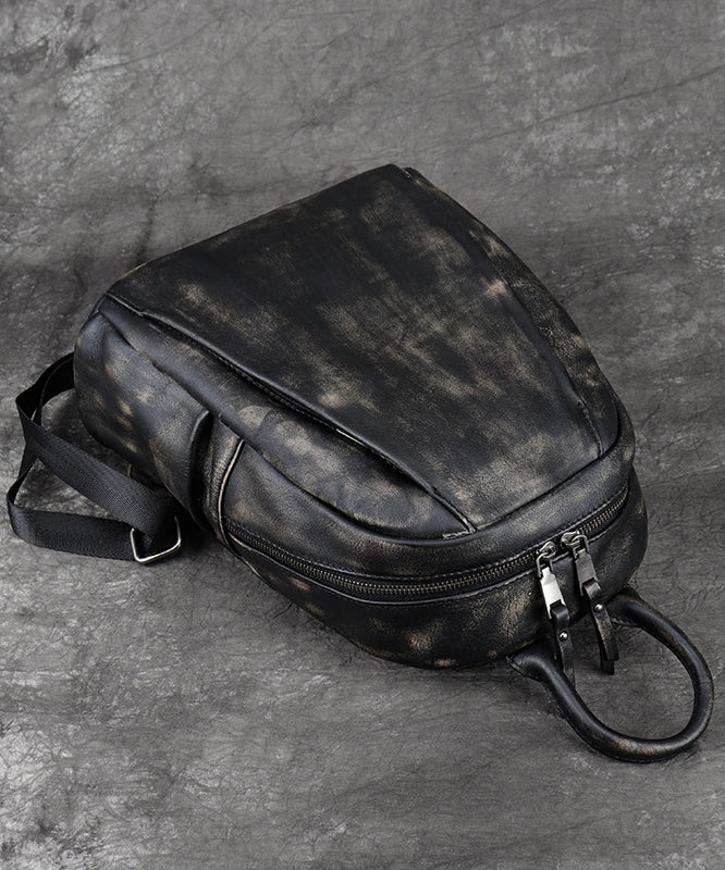 New Versatile Black Backpack Capacity Calf Bag Leather Large