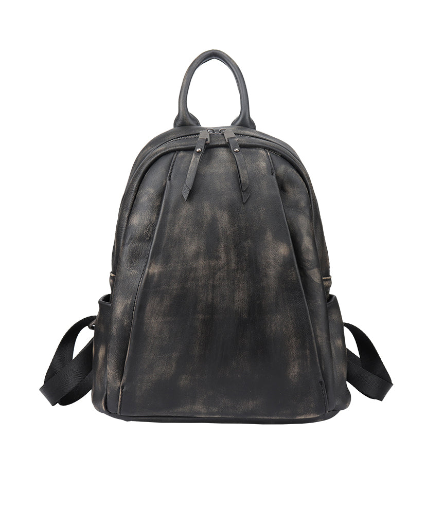 New Versatile Black Backpack Capacity Calf Bag Leather Large