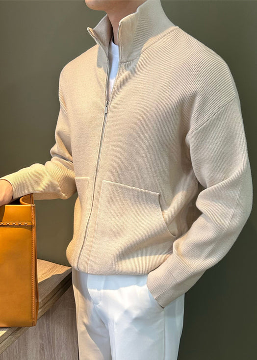 Herren Strickmäntel Frühling Taschen Up Neue Schwarz Zip