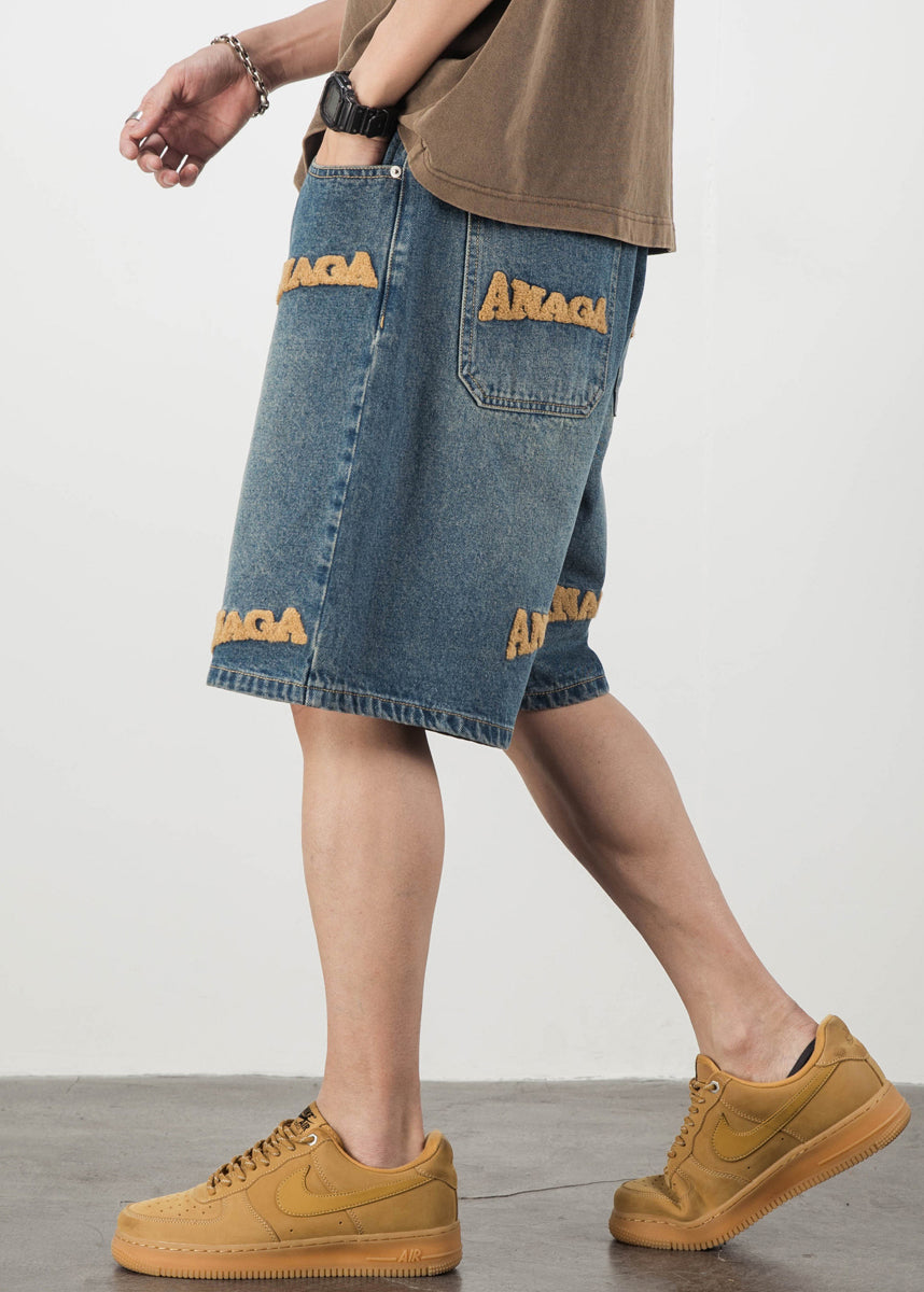 Pantalons et shorts d'été bleus pour hommes avec poches et lettres