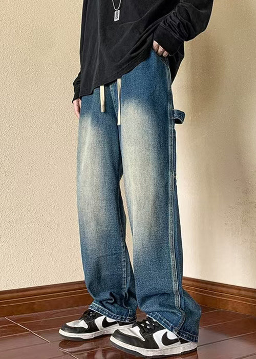 Pantalon en jean marron pour homme, taille élastique, poches, nouvelle collection printemps