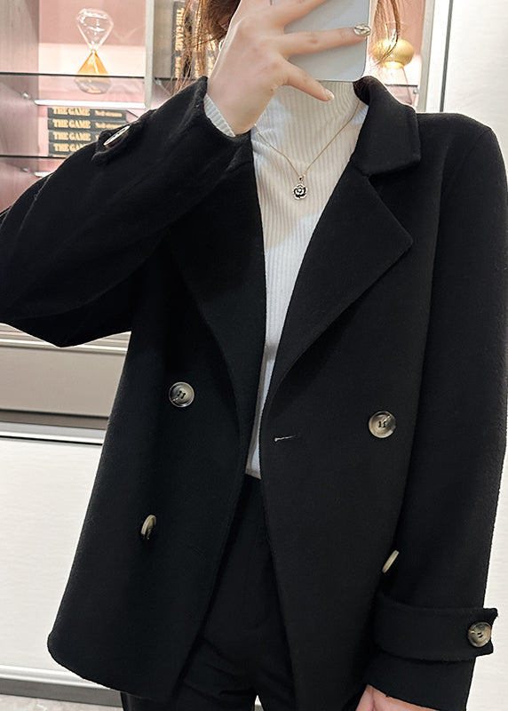 Nouveau caban en laine camel cranté à double boutonnage pour l'hiver RS037