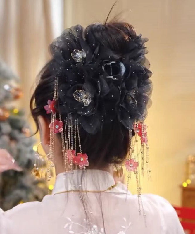 Épingle à cheveux en tulle, nouvelle collection, papillon, pompon floral, zircon, champagne